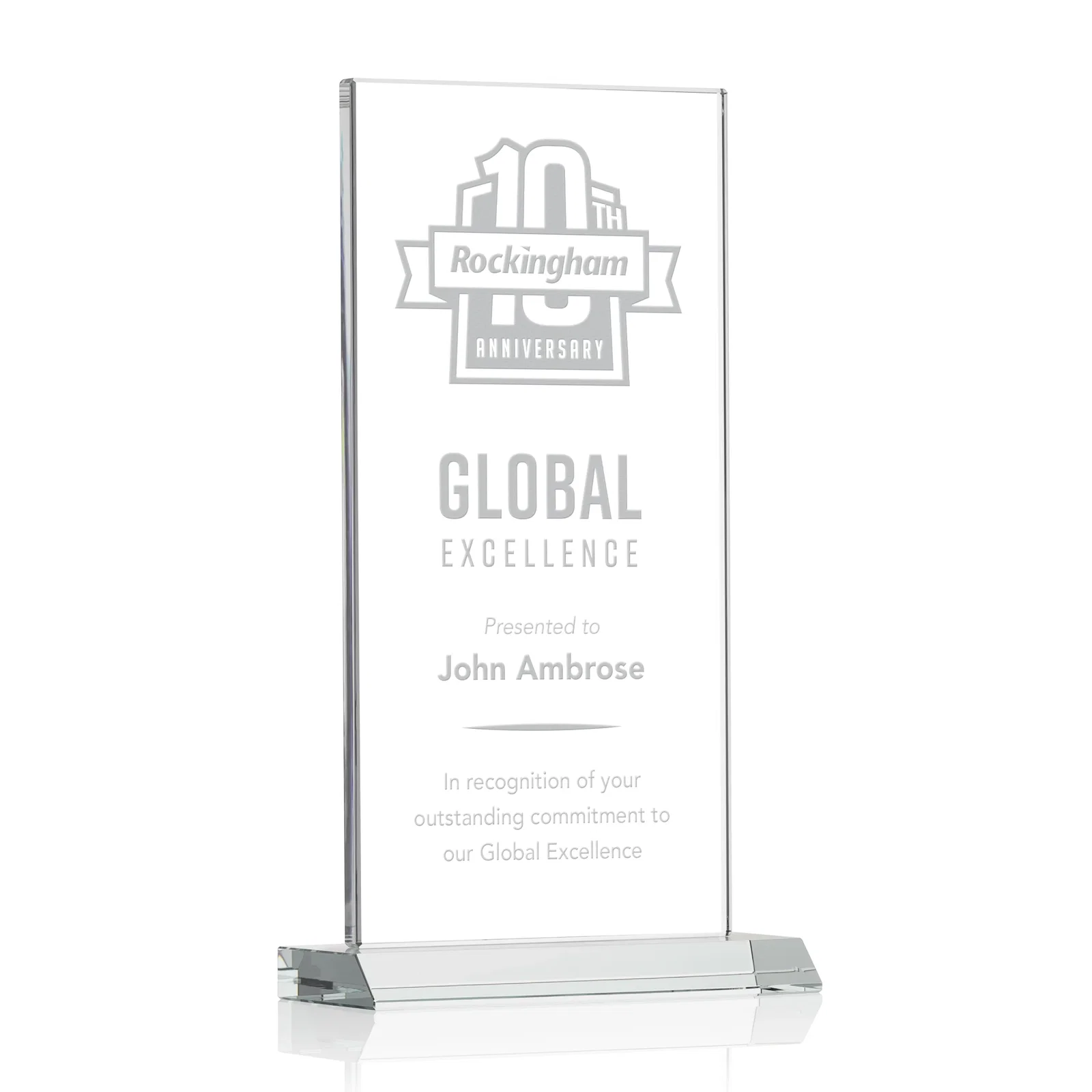 Custom Starfire Crystal Upright Award on Mitered Base, awards for sales achievement awards