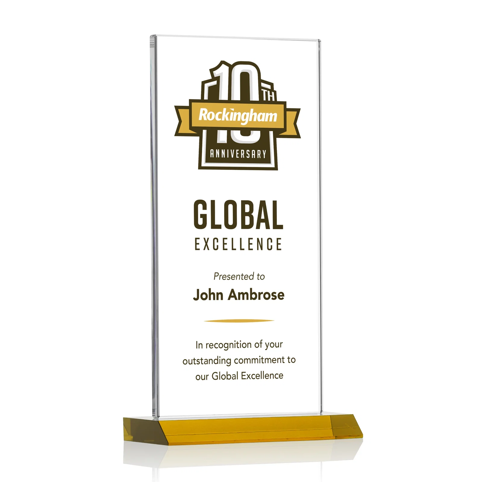 Branded Starfire Crystal Upright Award on Mitered Base, awards for sales achievement awards