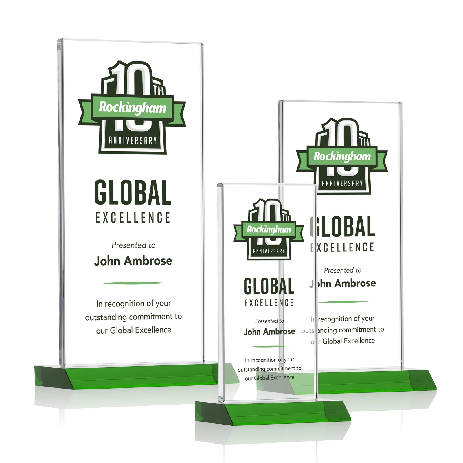 Branded Starfire Crystal Upright Award on Mitered Base, awards for retirement presentations