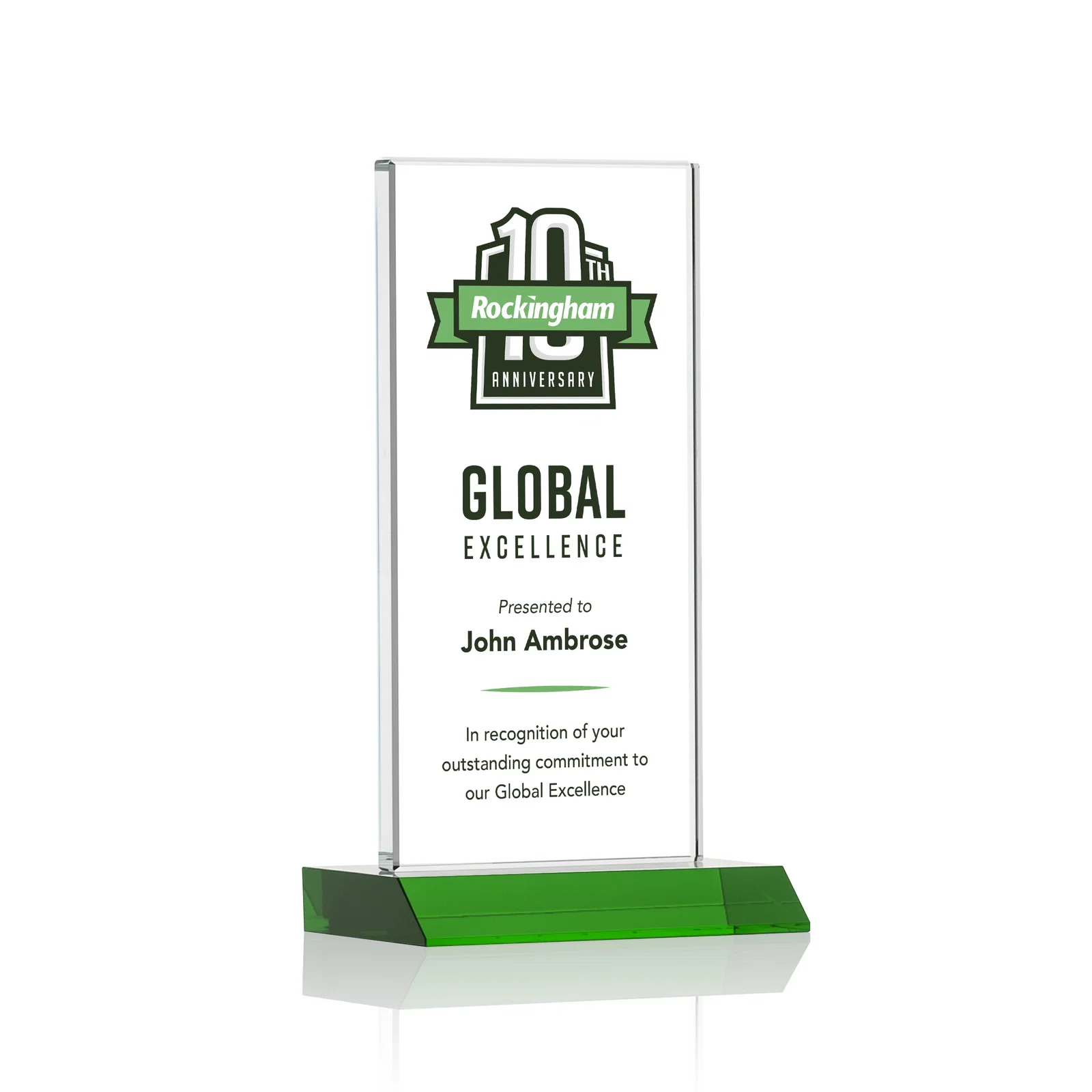 Branded Starfire Crystal Upright Award on Mitered Base, awards for team milestone celebrations