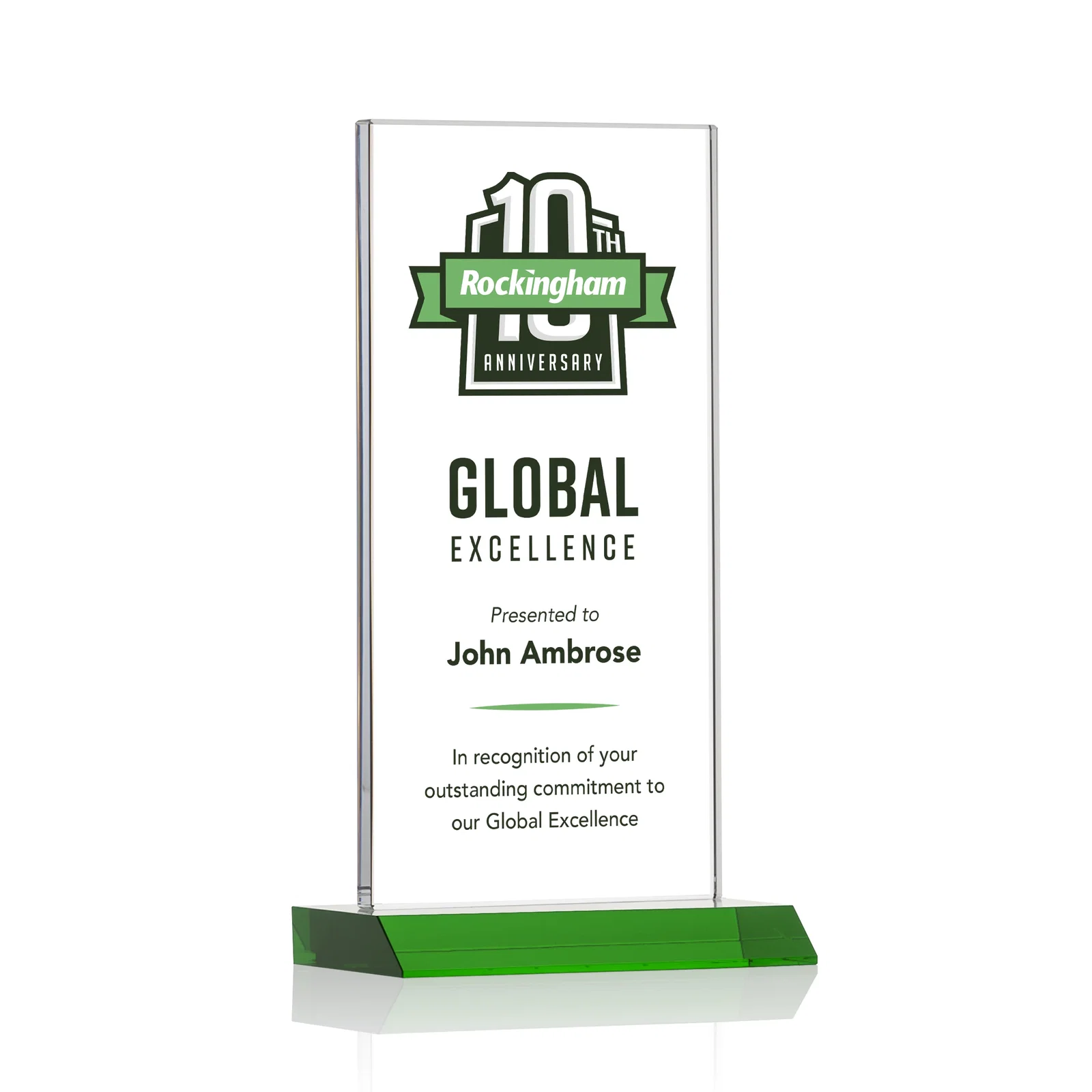 Branded Starfire Crystal Upright Award on Mitered Base, awards for donor appreciation