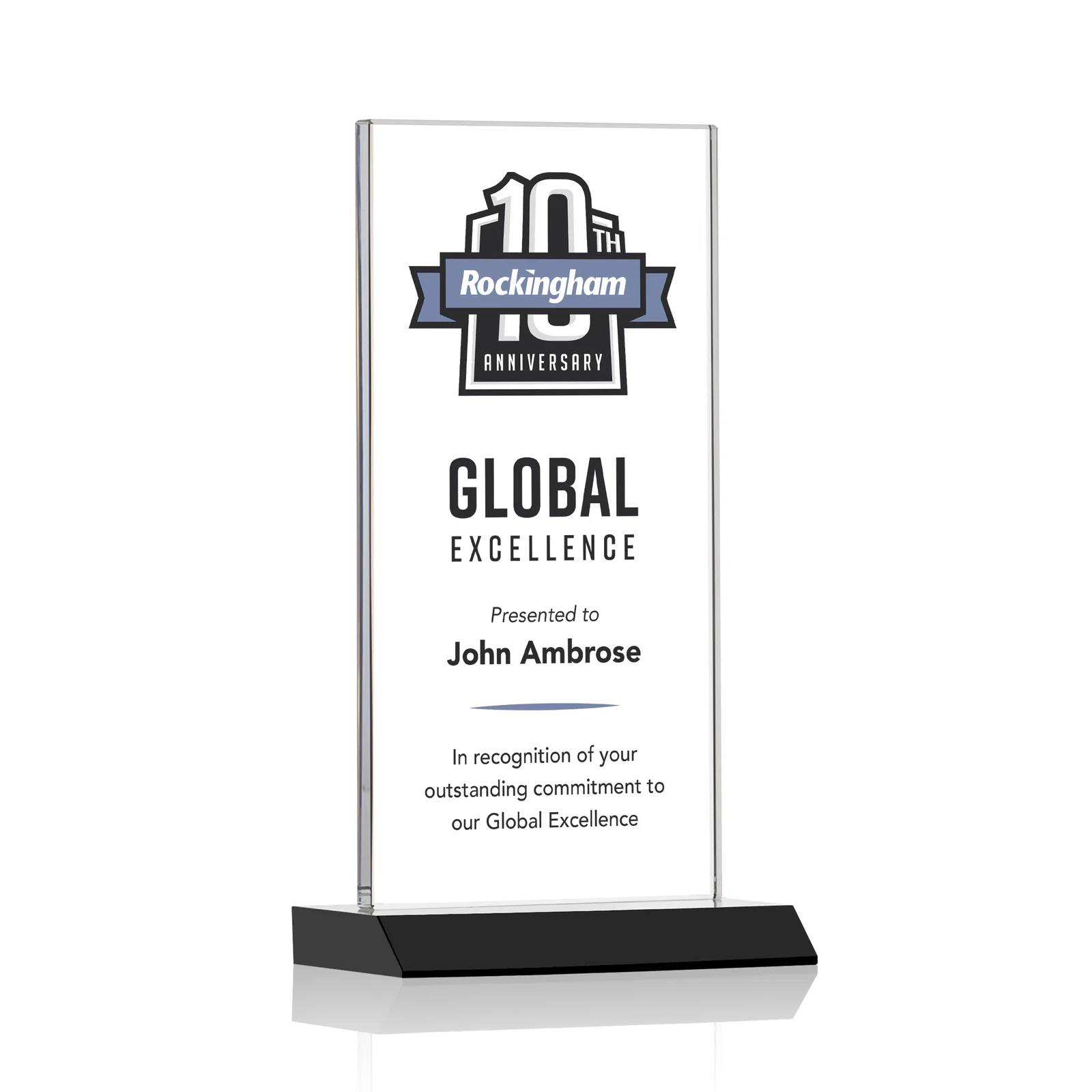 Branded Starfire Crystal Upright Award on Mitered Base, awards for dealer and partner awards