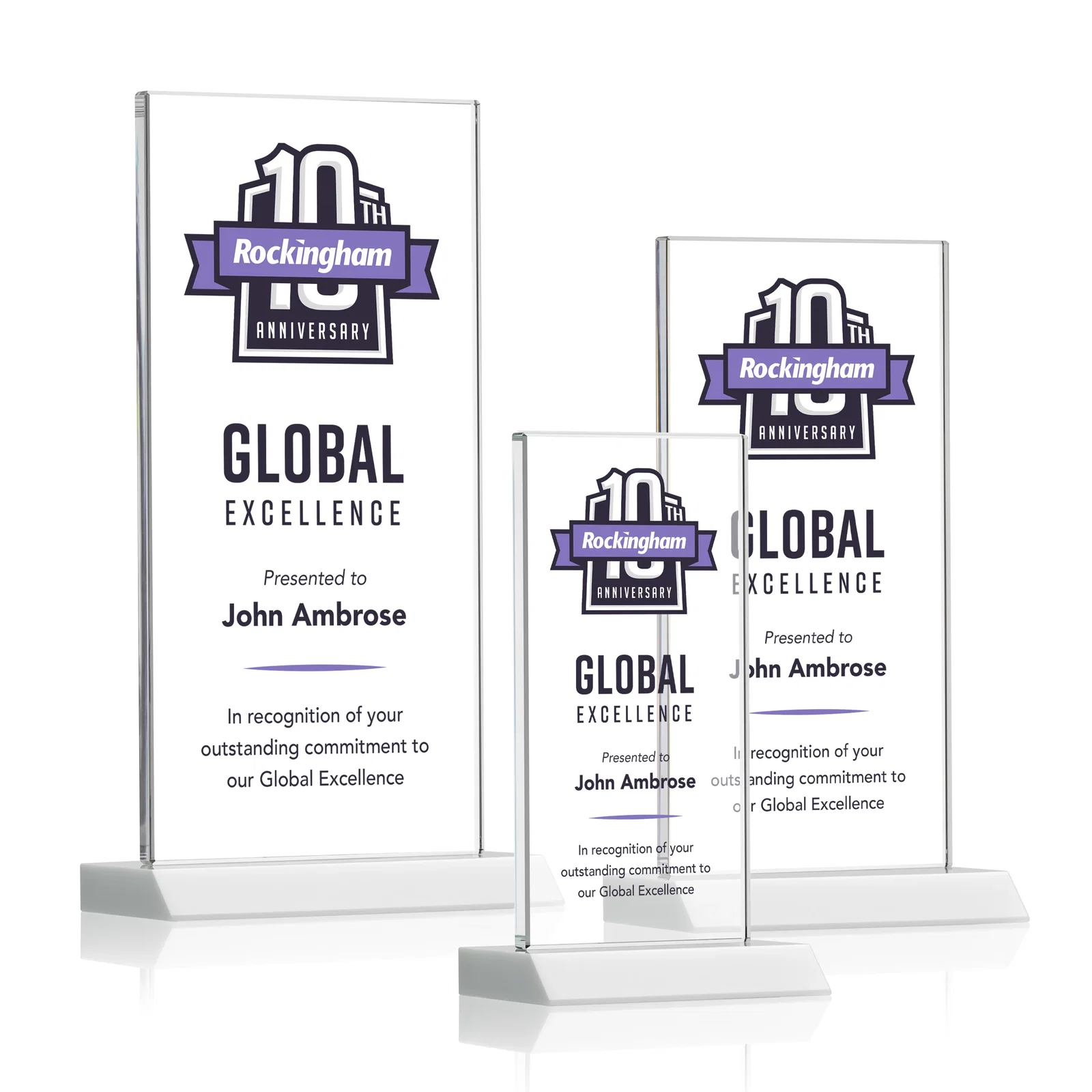 Customized Starfire Crystal Upright Award on Mitered Base, awards for employee recognition