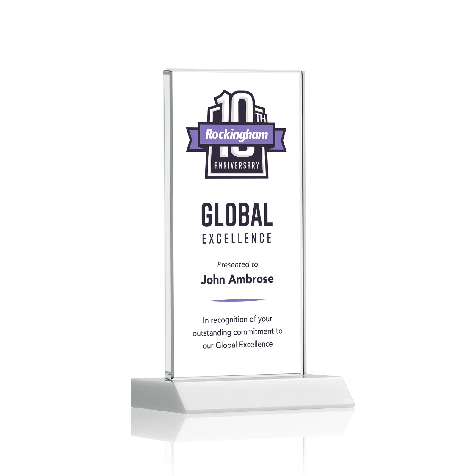 Customized Starfire Crystal Upright Award on Mitered Base, awards for corporate award ceremonies