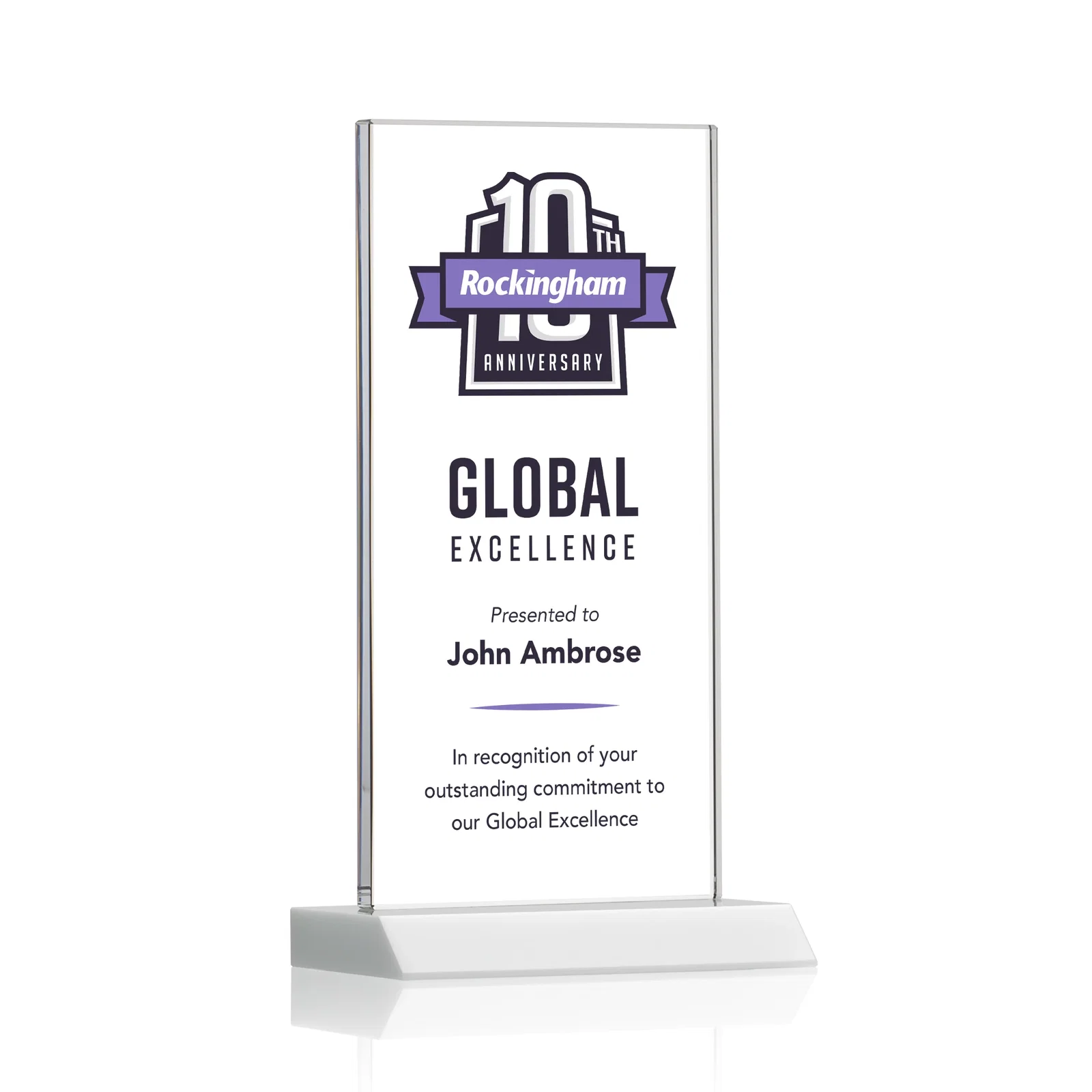 Customized Starfire Crystal Upright Award on Mitered Base, awards for service anniversary gifts