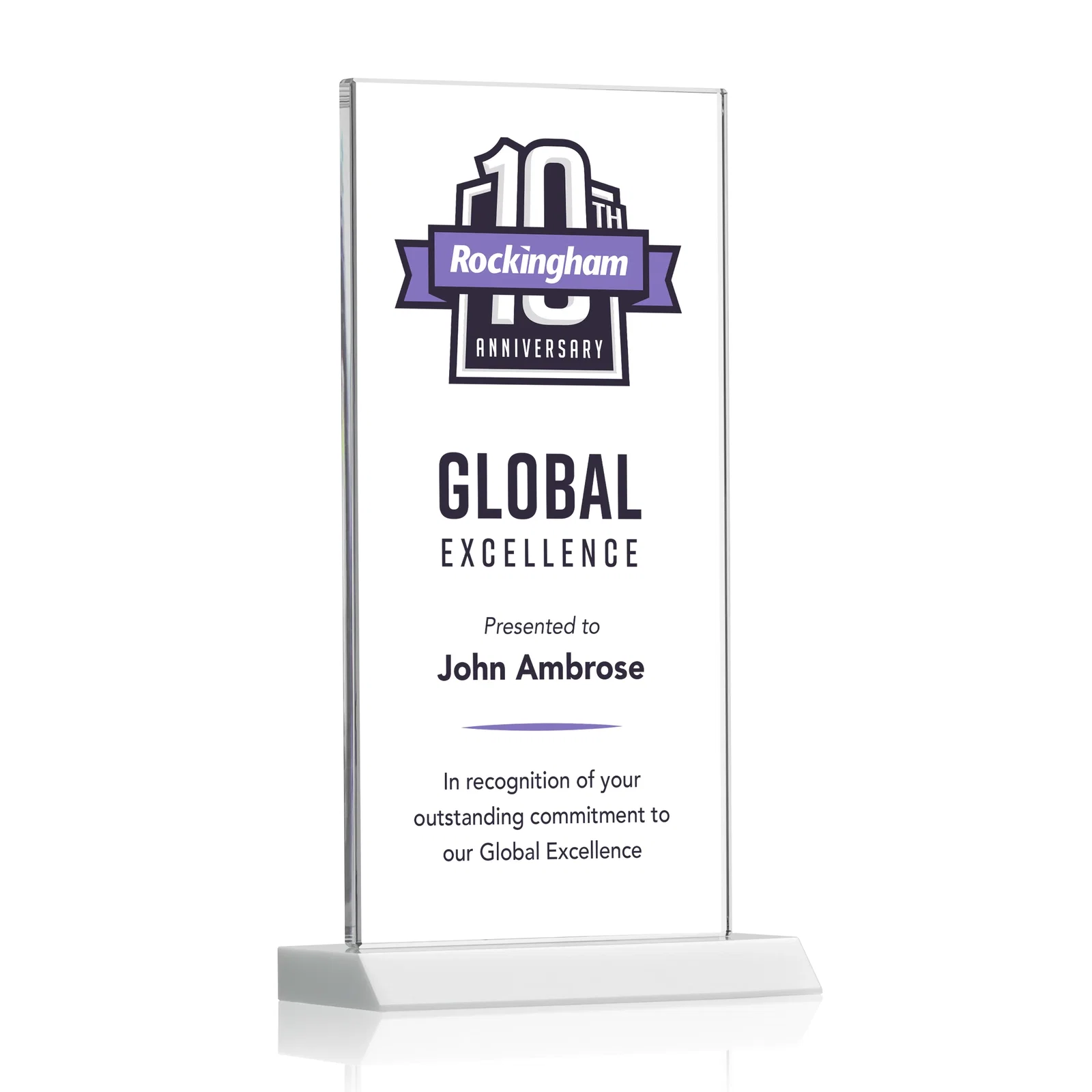 Customized Starfire Crystal Upright Award on Mitered Base, awards for sales achievement awards