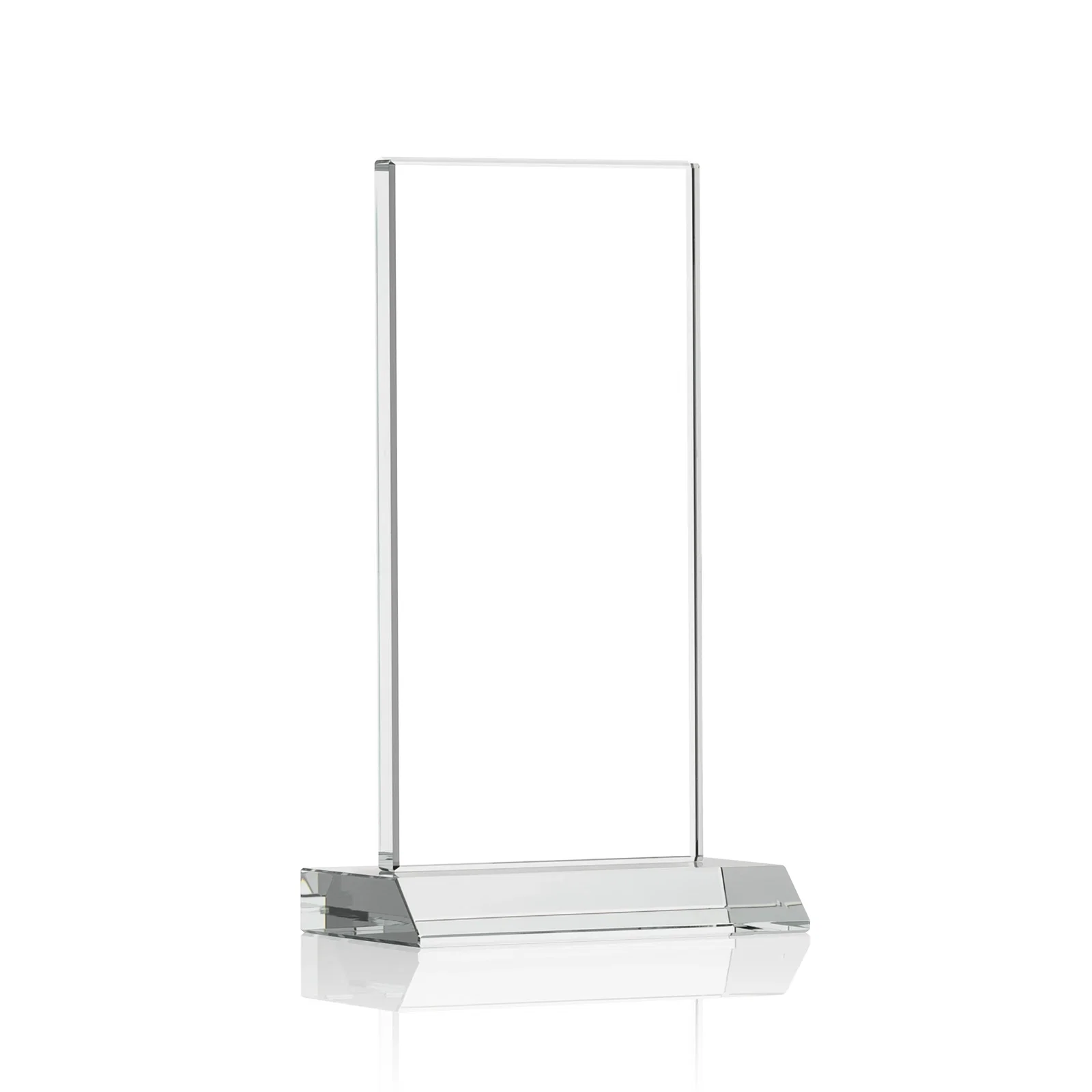 Customized Starfire Crystal Upright Award on Mitered Base, awards for retirement presentations