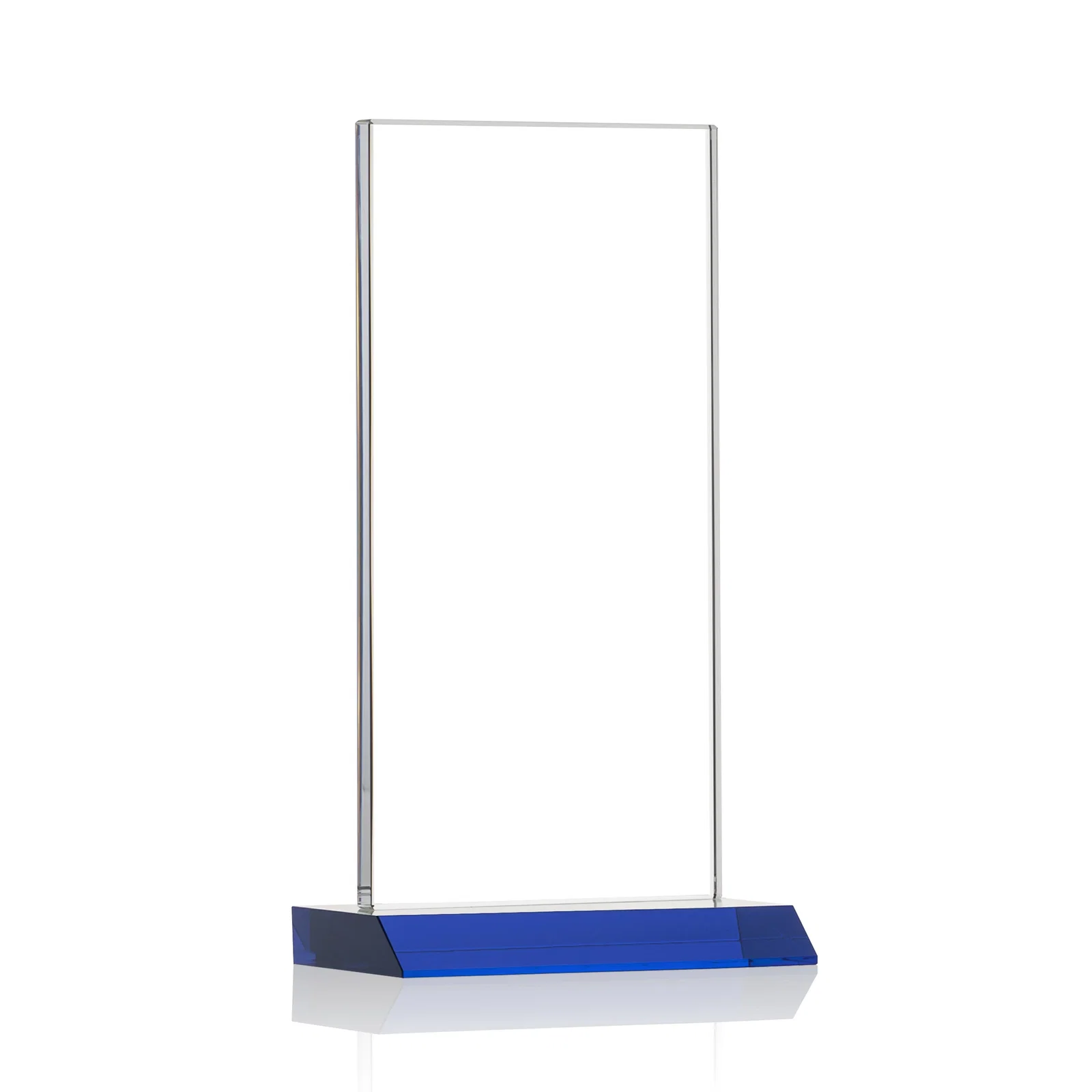 Custom engraved Starfire Crystal Upright Award on Mitered Base, awards for team milestone celebrations