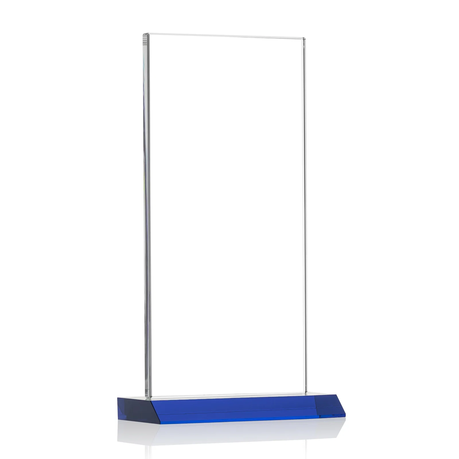 Custom engraved Starfire Crystal Upright Award on Mitered Base, awards for donor appreciation