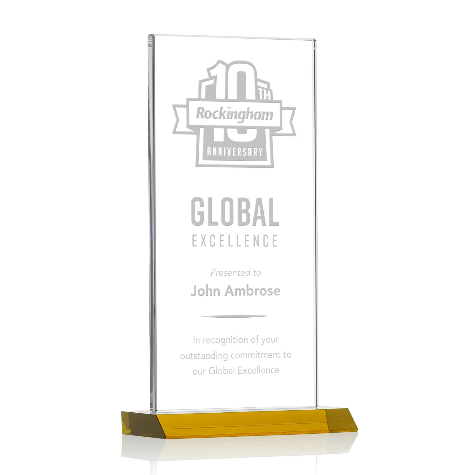 Custom Starfire Crystal Upright Award on Mitered Base, awards for graduation ceremonies