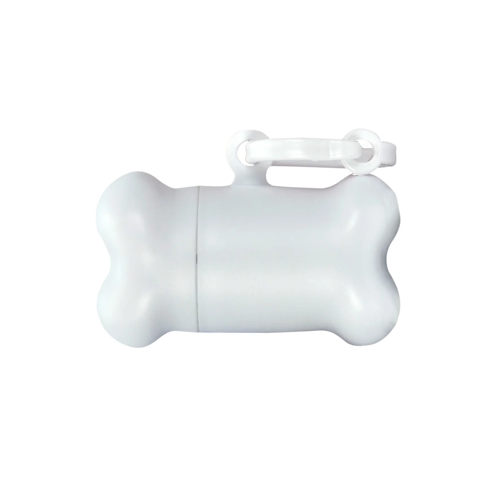 Bone-shaped leash-clip waste bag dispenser for veterinary clinic and dog park giveaways, view 4