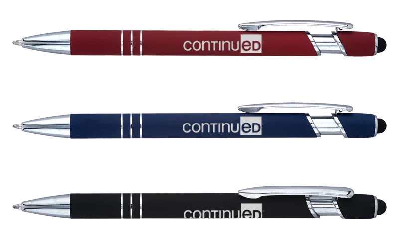 Bosse Soft-Touch Stylus Pen. Aluminum stylus pen with touchscreen tip for corporate gifting
