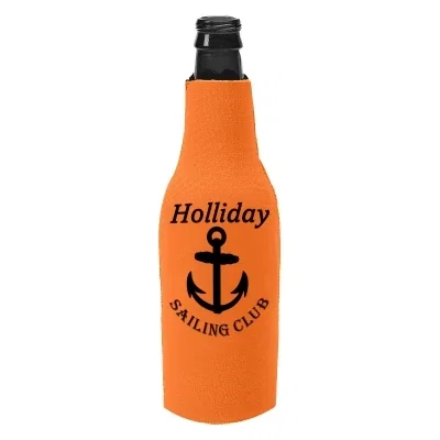 Neoprene bottle cooler sleeve standing seven and a half inches tall