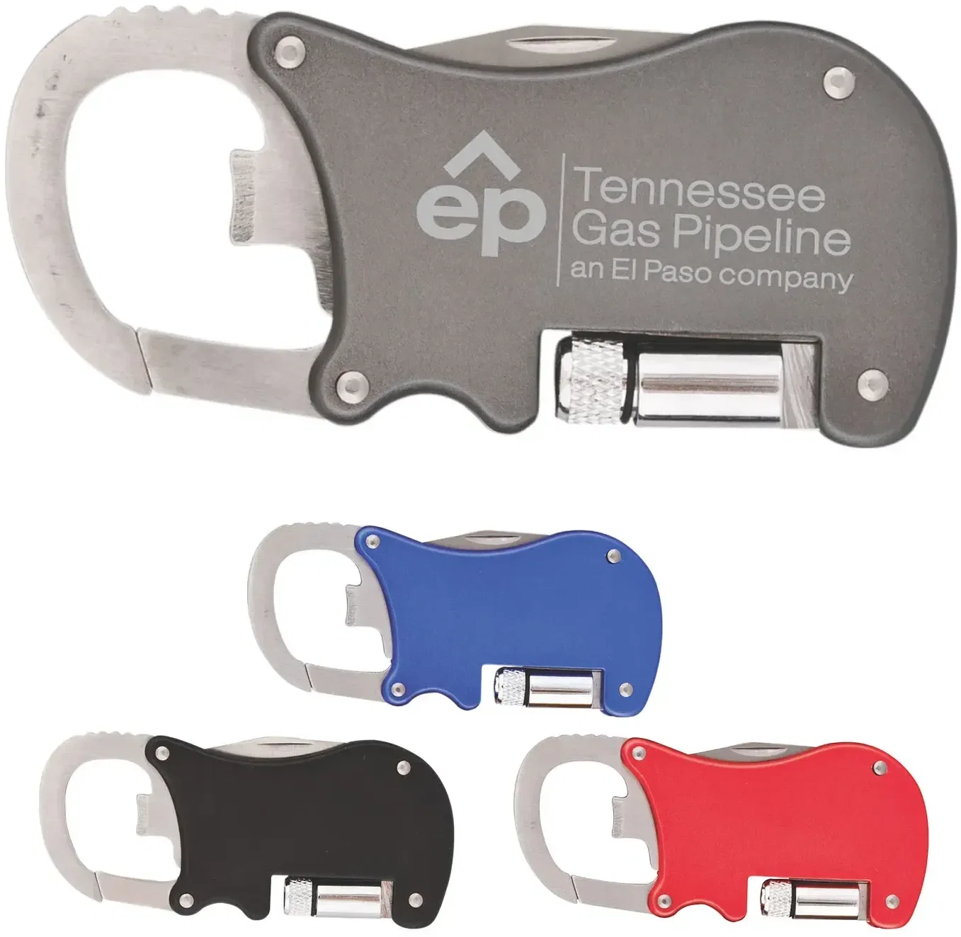 Custom Multi-Tool Carabiner with Bottle Opener, Knife & Flashlight — view 2
