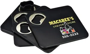 Custom Printed Bottle Opener Coaster Set