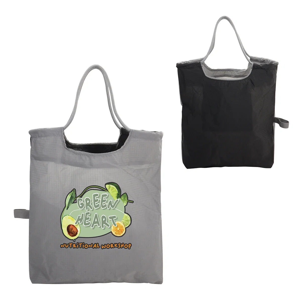 Boulevard Ripstop Tote shown folded into its compact carrying pouch