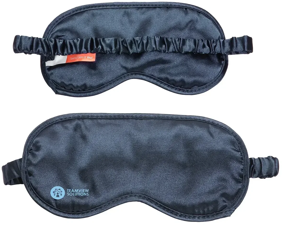 Custom Bouquet satin sleep mask side view showing elastic strap