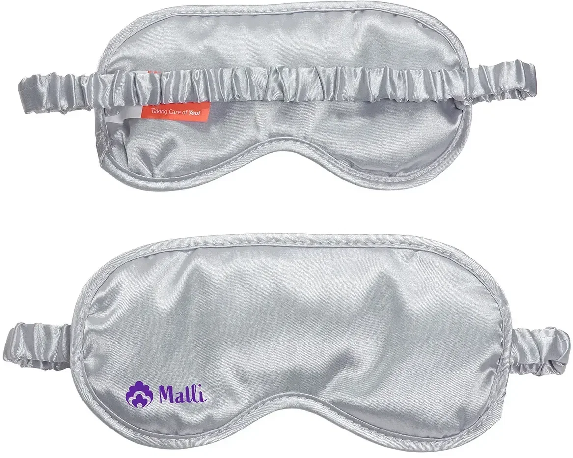 Promotional Bouquet satin sleep mask shown in a color option, branded spa giveaway