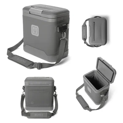 Graphite sling cooler built to hold eighteen cans