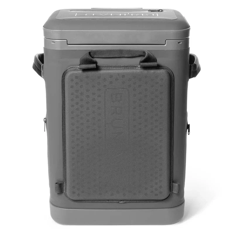 Base of the cooler standing upright on pavement