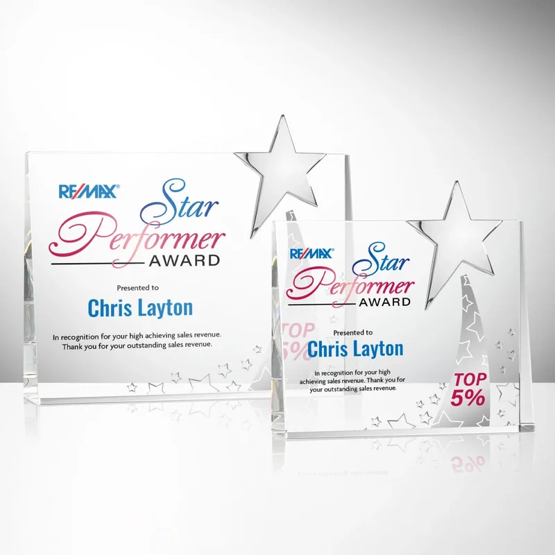 Custom Chrome Star Optical Rectangle Award - Promotional Recognition Gift — view 3