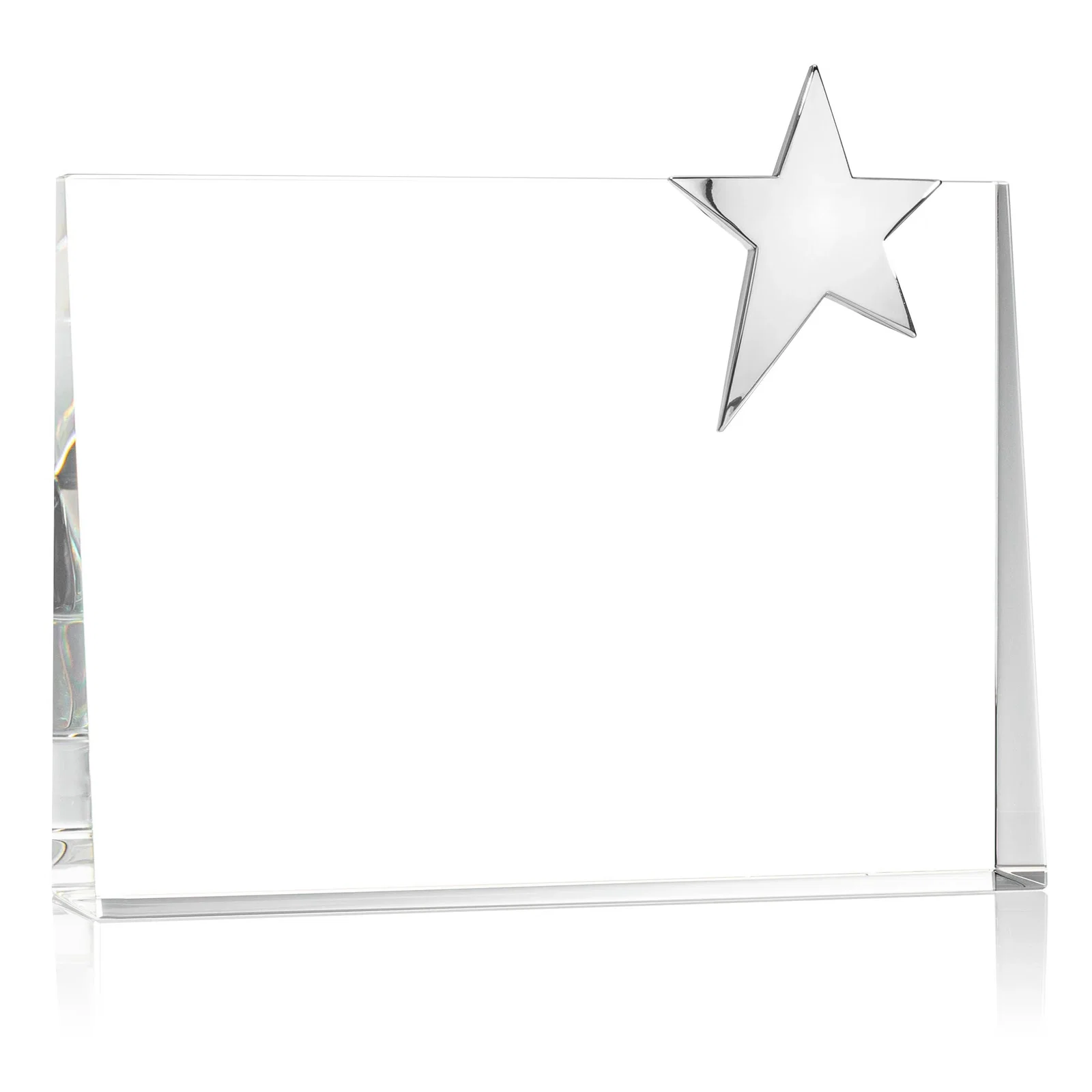 Personalized Optical Crystal Rectangle Award with Chrome Star Corner for service anniversary gifts