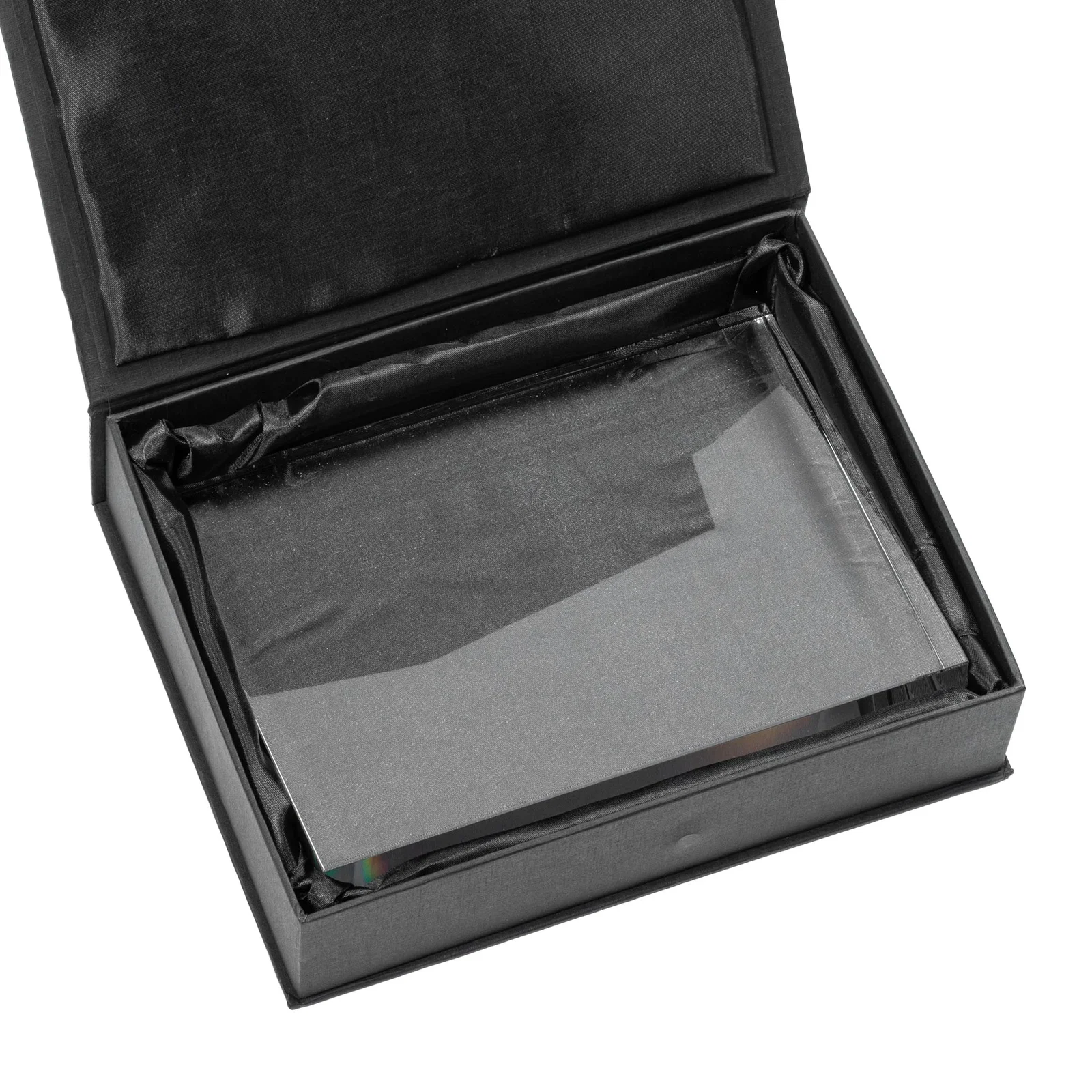 Custom Optical Crystal Rectangle Award with Chrome Star Corner for donor appreciation