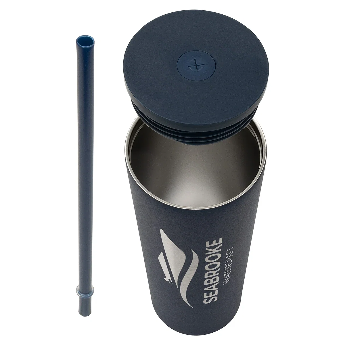 Close-up of the Bradford Tumbler's straw and lid detail
