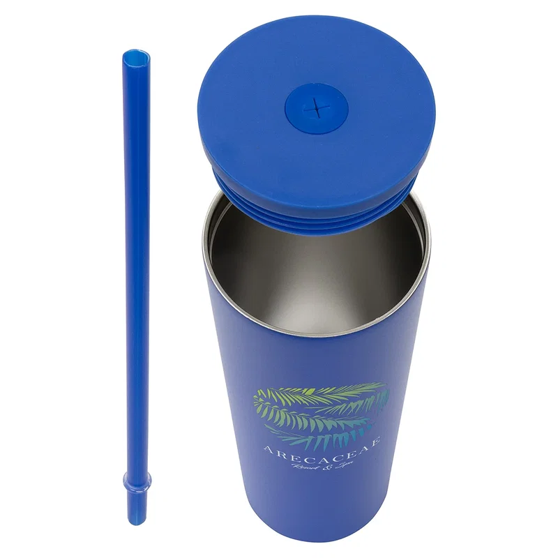 Custom Bradford Tumbler shown open with the straw lid removed