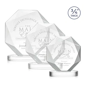 Starfire Crystal Octagon Award with Diamond Bevel Pattern