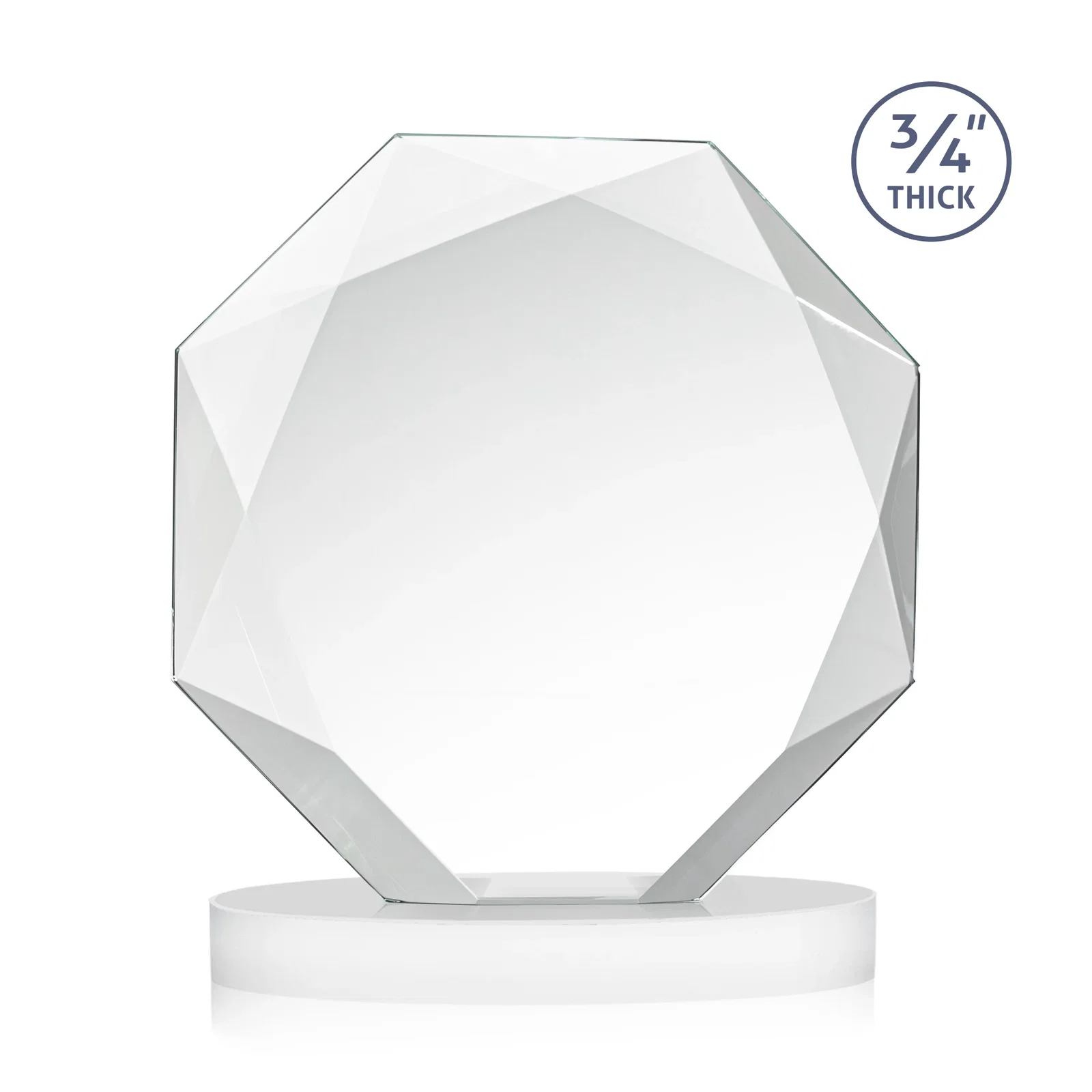 Personalized Starfire Crystal Octagon Award with Diamond Bevel Pattern, with your logo for sales achievement awards