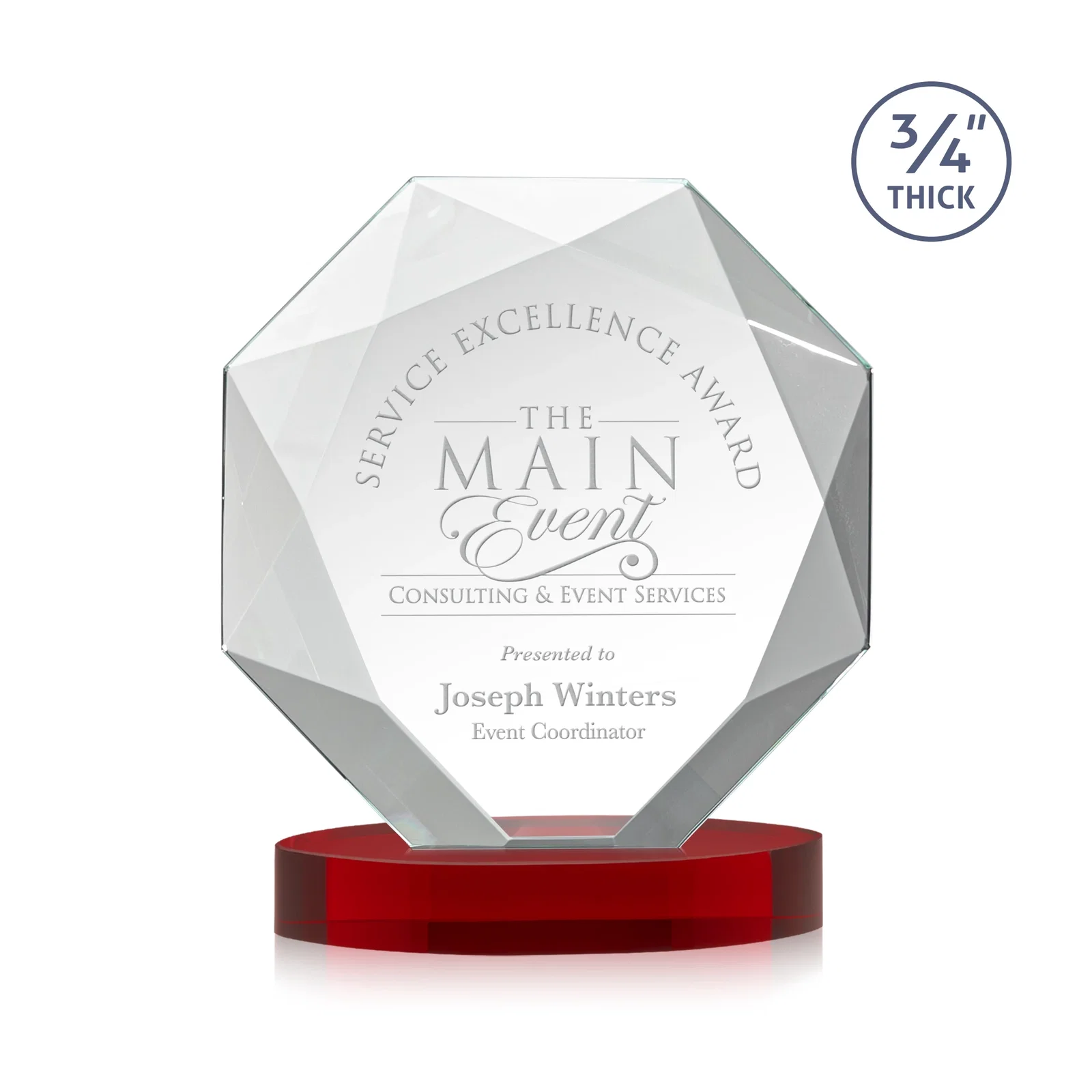 Promotional Starfire Crystal Octagon Award with Diamond Bevel Pattern for corporate award ceremonies