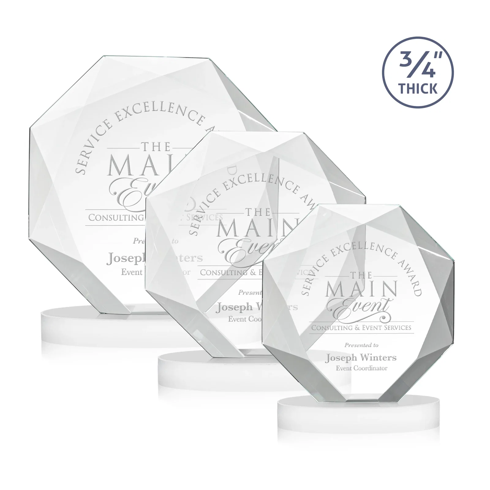Promotional Starfire Crystal Octagon Award with Diamond Bevel Pattern for safety achievement programs