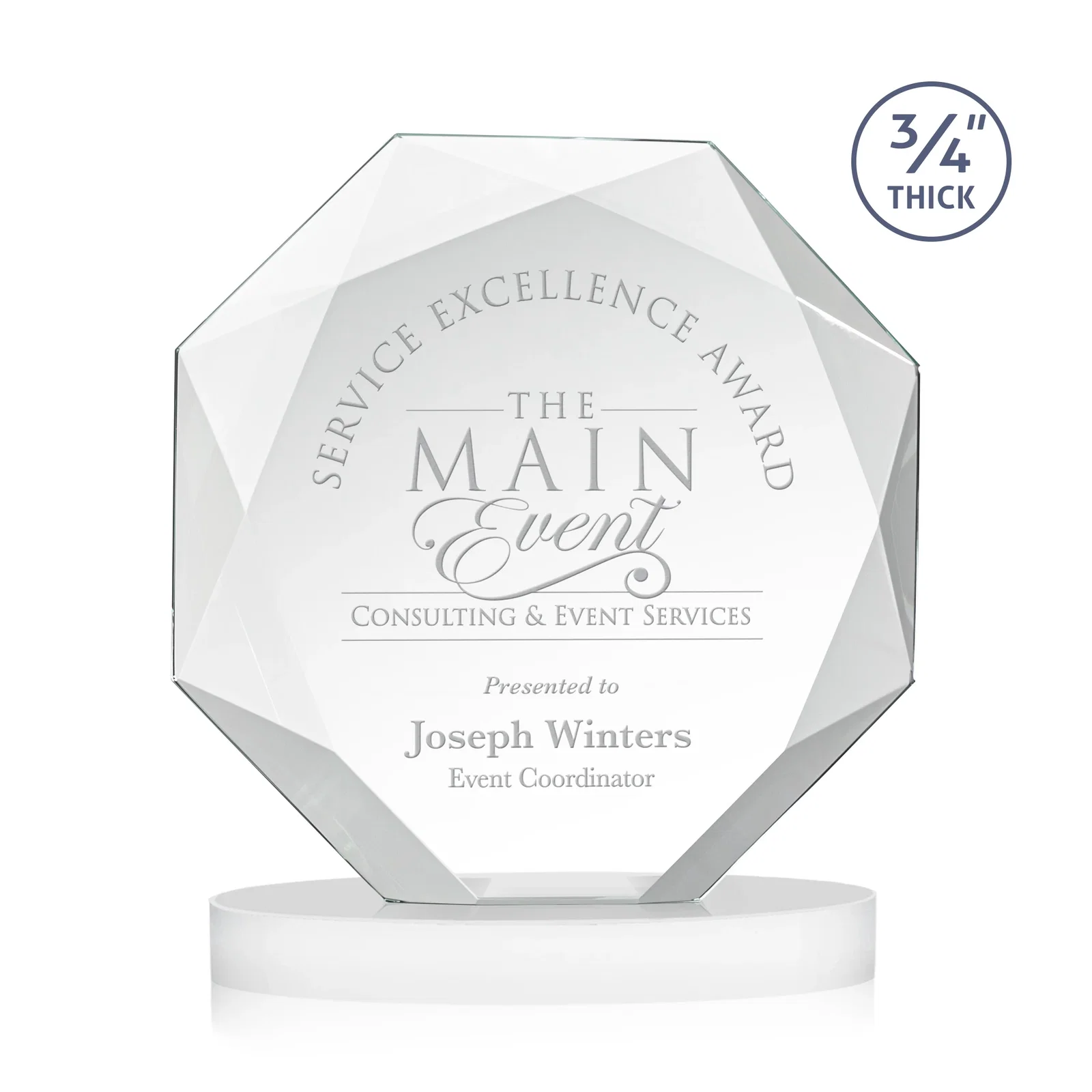 Promotional Starfire Crystal Octagon Award with Diamond Bevel Pattern for company anniversary events
