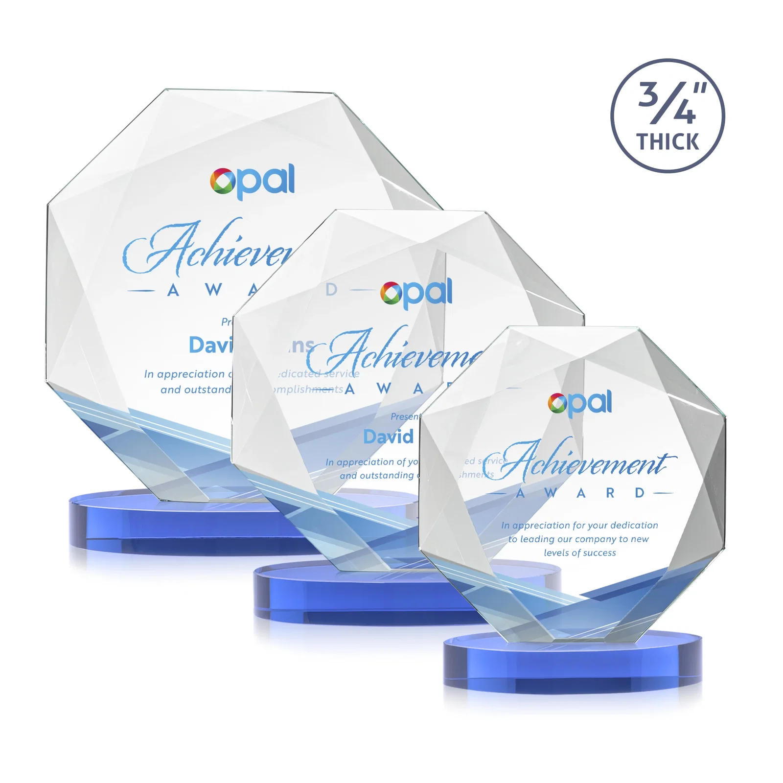 Customized Starfire Crystal Octagon Award with Diamond Bevel Pattern for team milestone celebrations