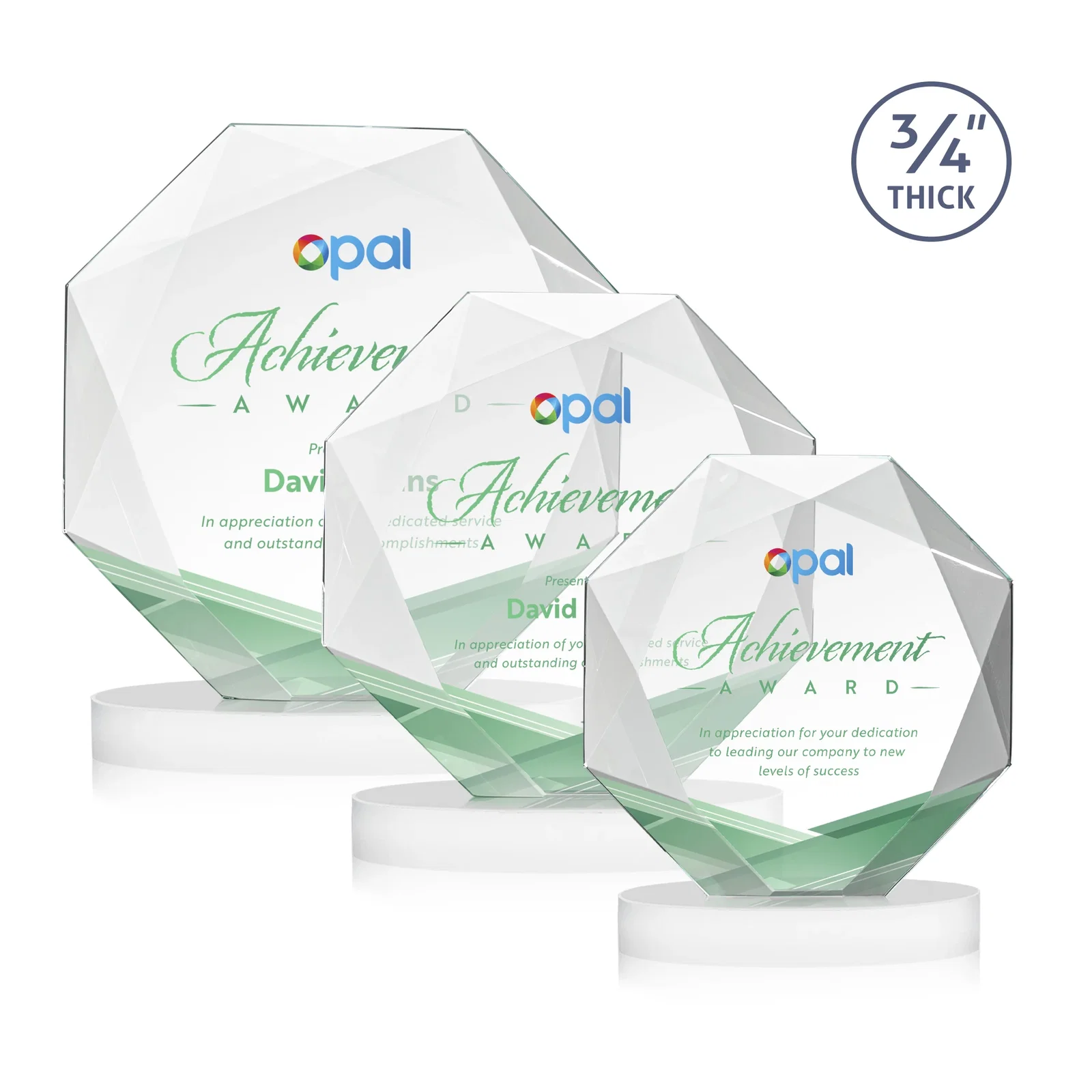 Customized Starfire Crystal Octagon Award with Diamond Bevel Pattern for volunteer appreciation