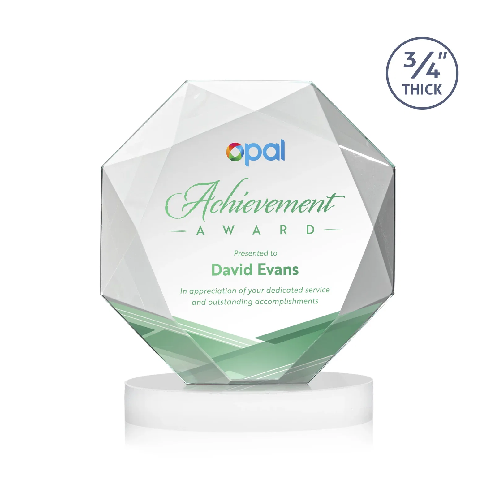 Customized Starfire Crystal Octagon Award with Diamond Bevel Pattern for dealer and partner awards