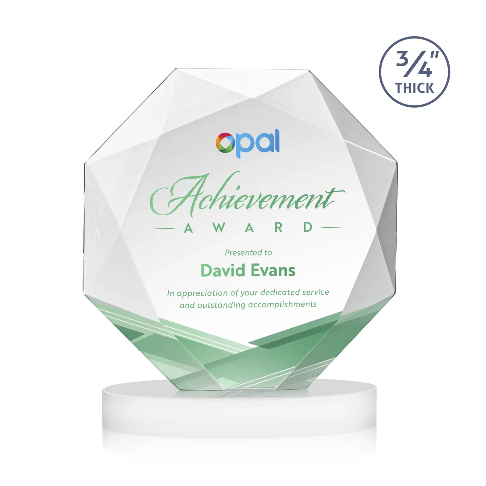 Customized Starfire Crystal Octagon Award with Diamond Bevel Pattern for company anniversary events