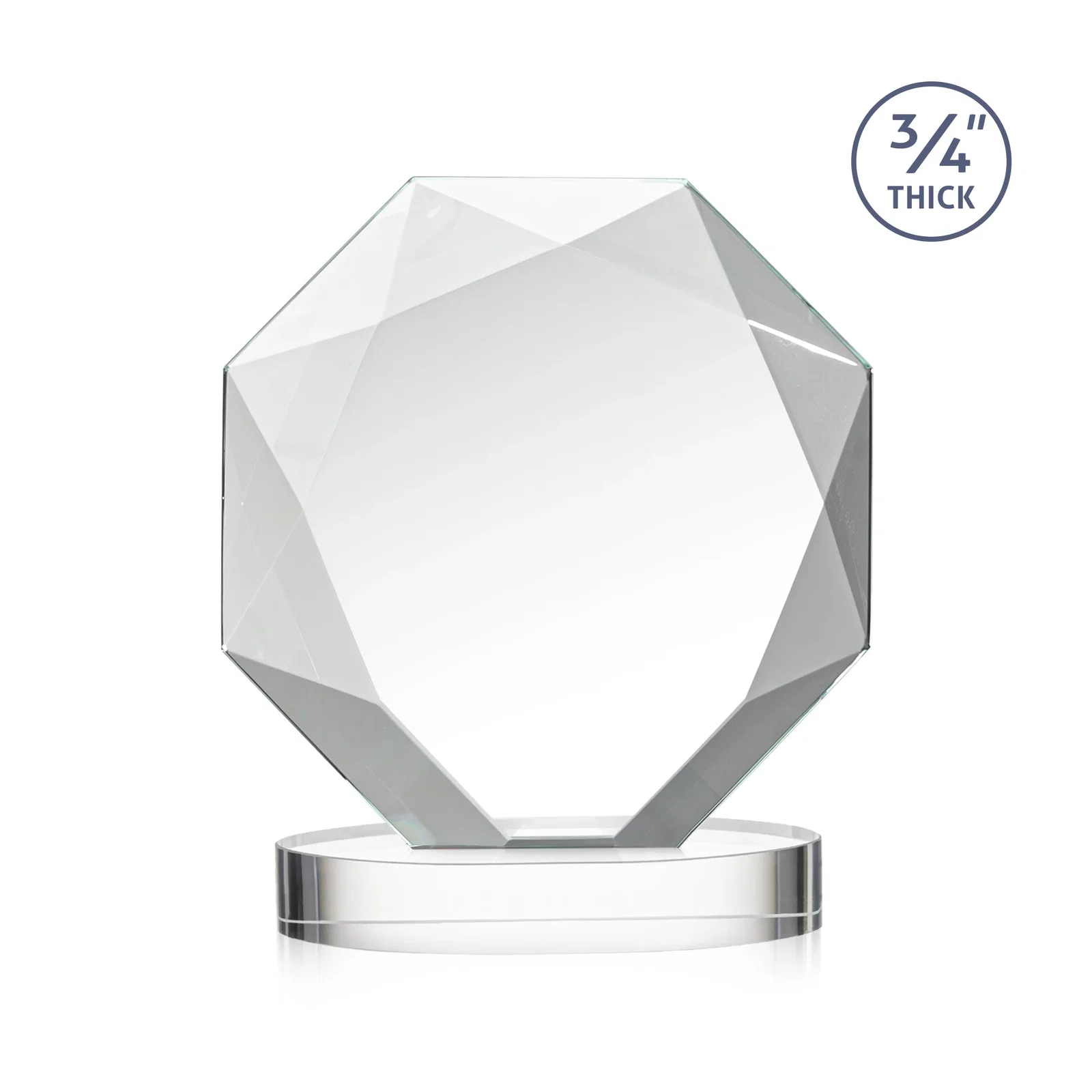 Custom engraved Starfire Crystal Octagon Award with Diamond Bevel Pattern for corporate award ceremonies