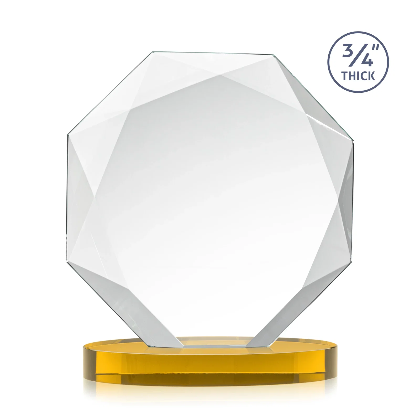 Custom engraved Starfire Crystal Octagon Award with Diamond Bevel Pattern for donor appreciation
