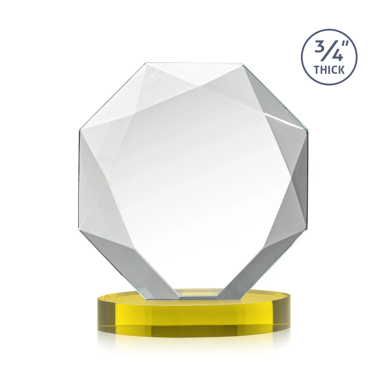 Custom engraved Starfire Crystal Octagon Award with Diamond Bevel Pattern for graduation ceremonies
