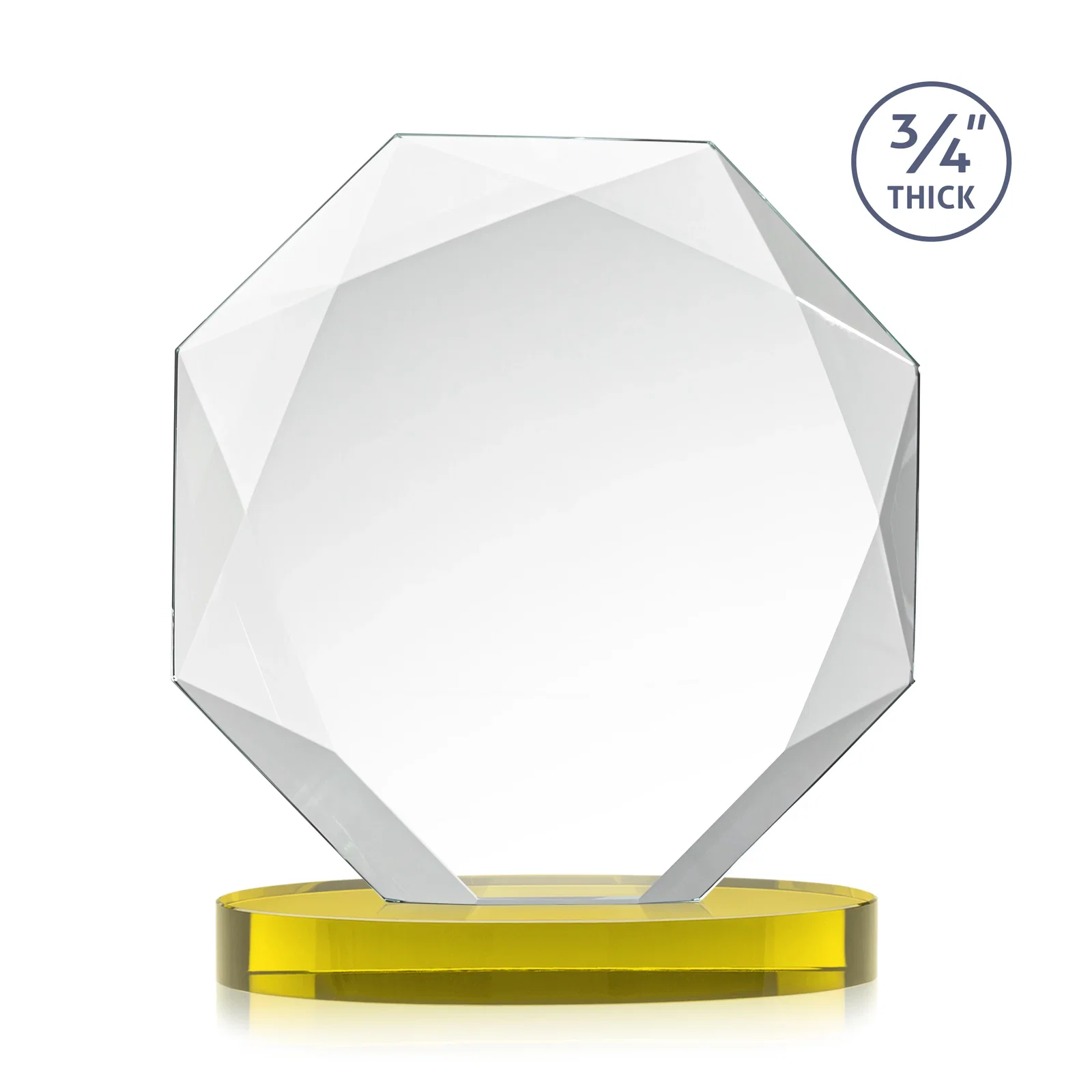 Custom engraved Starfire Crystal Octagon Award with Diamond Bevel Pattern for volunteer appreciation