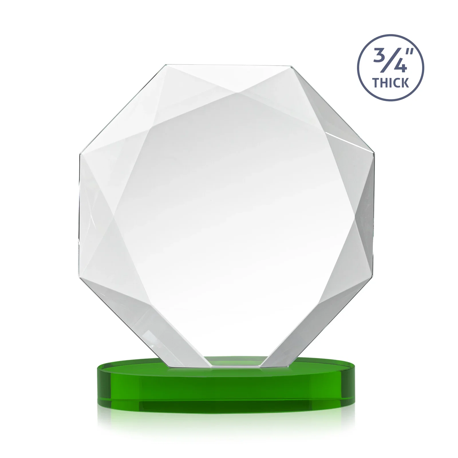 Custom engraved Starfire Crystal Octagon Award with Diamond Bevel Pattern for company anniversary events