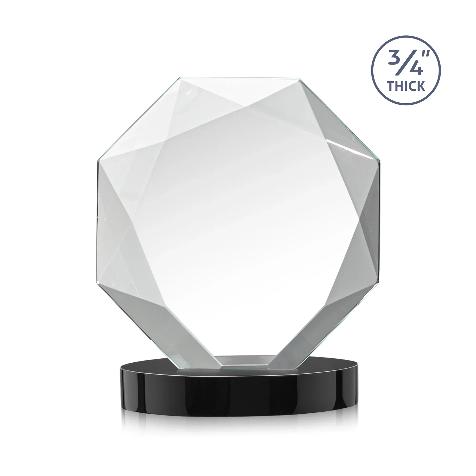 Custom Starfire Crystal Octagon Award with Diamond Bevel Pattern, with your logo for corporate award ceremonies