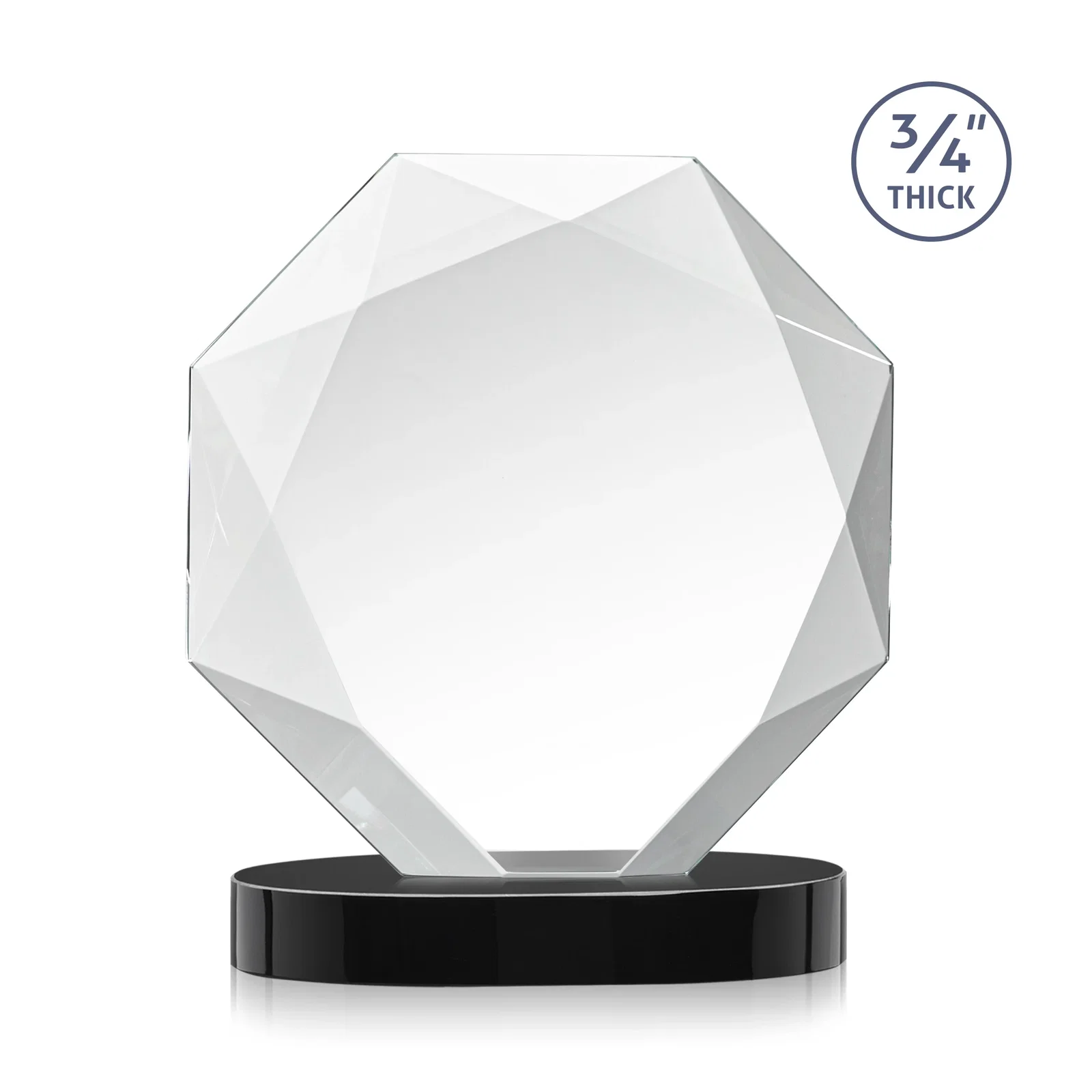 Custom Starfire Crystal Octagon Award with Diamond Bevel Pattern, with your logo for service anniversary gifts
