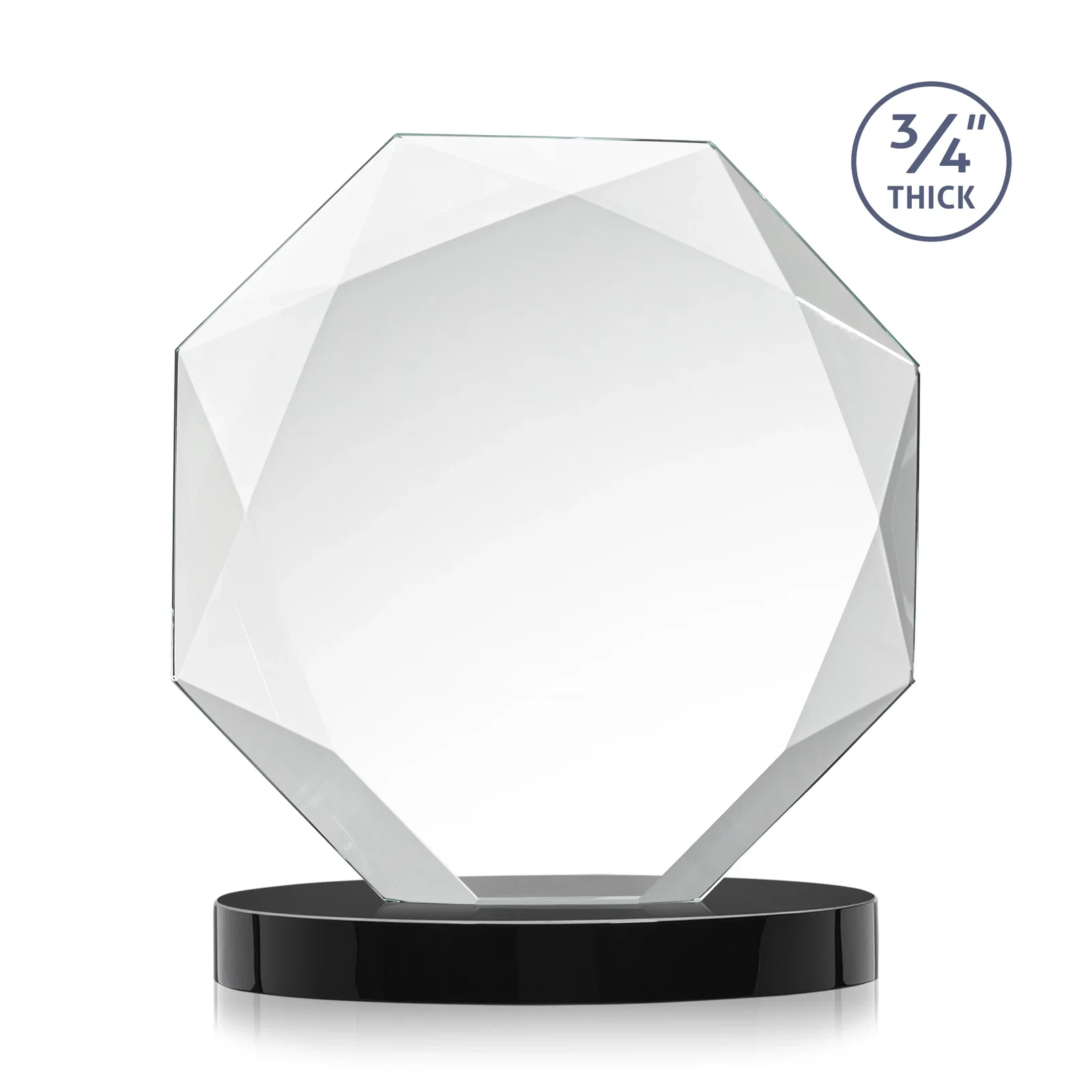 Custom Starfire Crystal Octagon Award with Diamond Bevel Pattern, with your logo for sales achievement awards