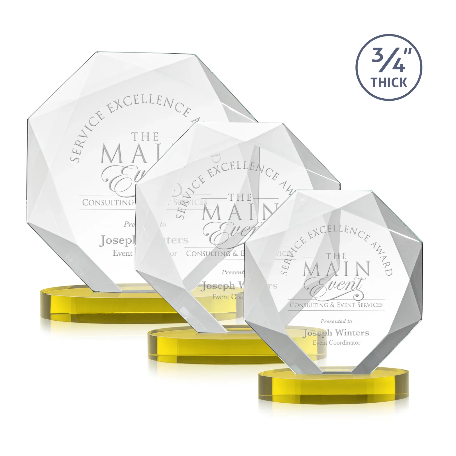 Custom Starfire Crystal Octagon Award with Diamond Bevel Pattern for safety achievement programs