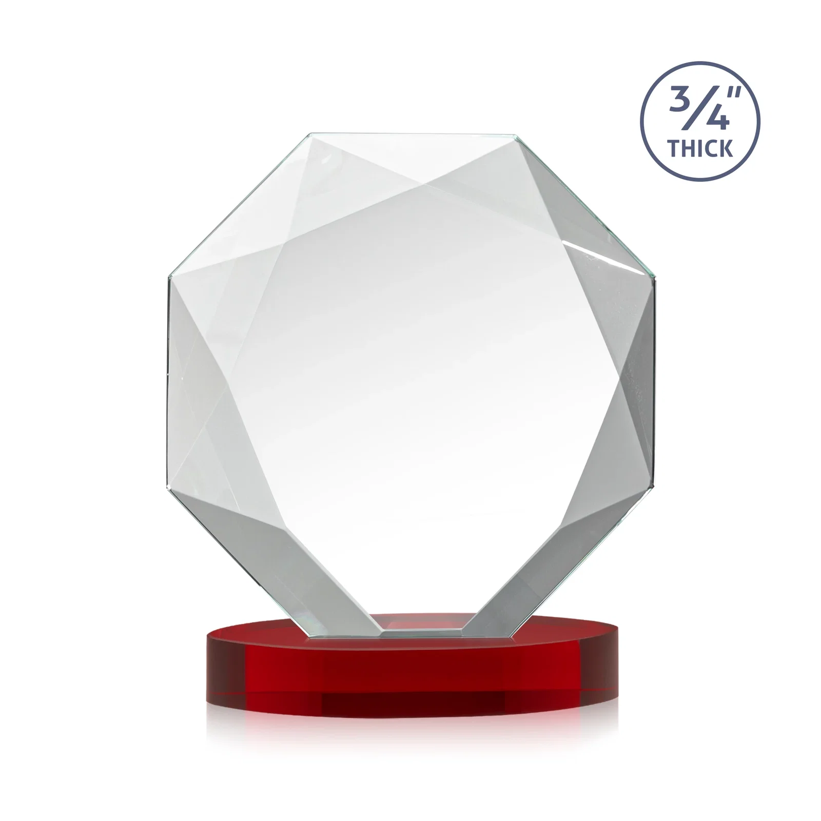 Custom Starfire Crystal Octagon Award with Diamond Bevel Pattern, with your logo for graduation ceremonies