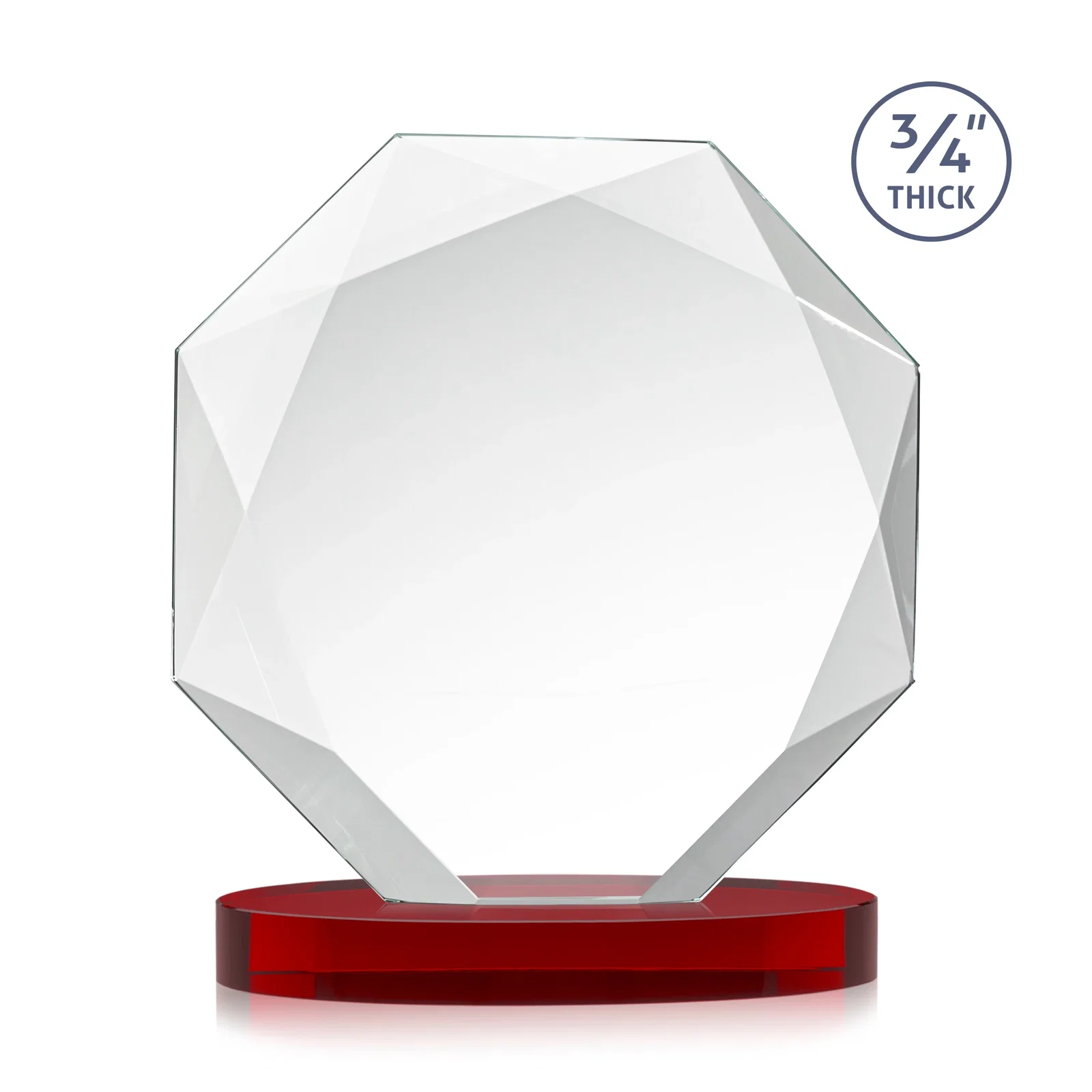 Custom Starfire Crystal Octagon Award with Diamond Bevel Pattern, with your logo for volunteer appreciation