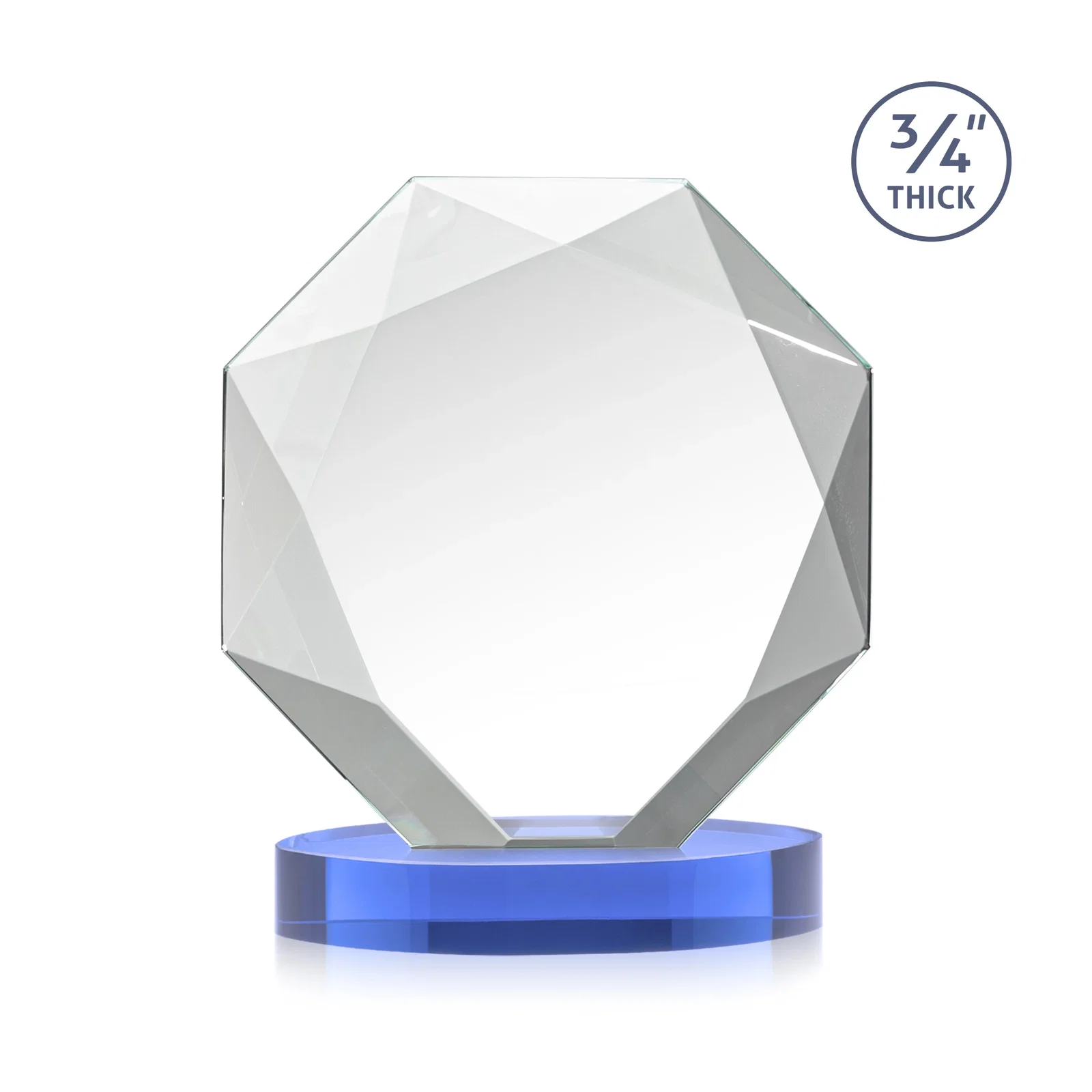 Custom Starfire Crystal Octagon Award with Diamond Bevel Pattern, with your logo for dealer and partner awards